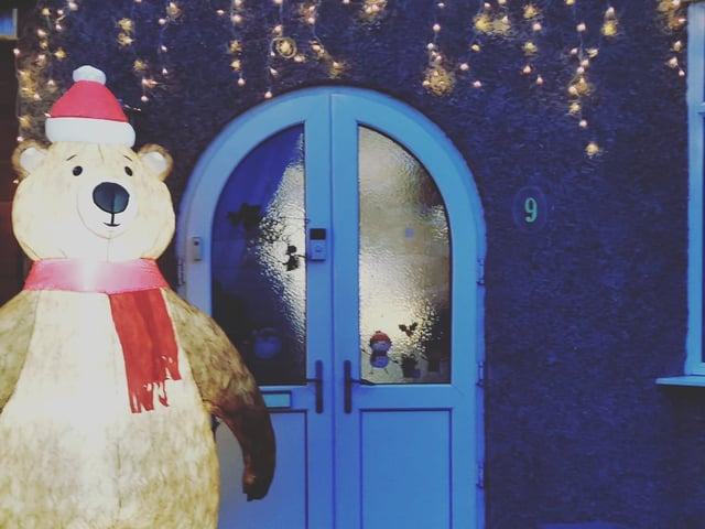 This image was sent in by Maria Kelly - I wish I had a polar bear guarding my home!