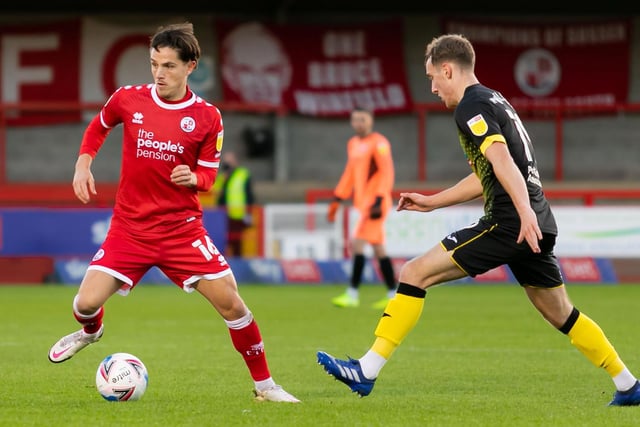 Tom Nichols on the ball for Crawley Town