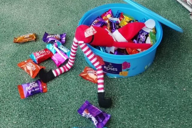 Tracey Harriman from Littlehampton sent in this picture of her elf tucking into the chocolates