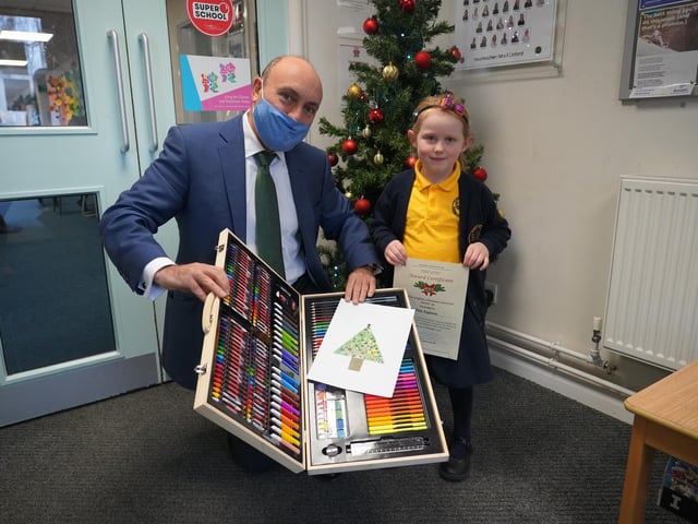 Andrew with Elsie at Upper Beeding Primary School