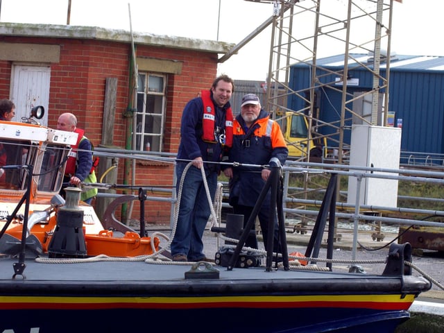 Saying farewell to the Tyne class lifeboat Lady Hermione Colwyn as she goes through the Shoreham locks for the last time on November 23, 2010. Picture: Gerald Thompson