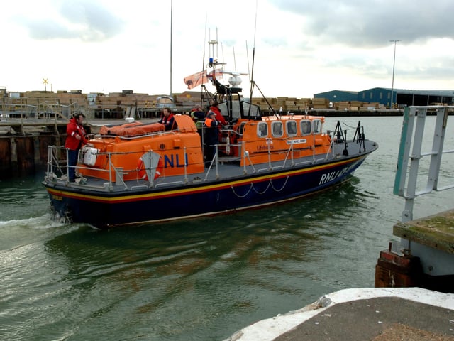 Saying farewell to the Tyne class lifeboat Lady Hermione Colwyn as she goes through the Shoreham locks for the last time on November 23, 2010. Picture: Gerald Thompson