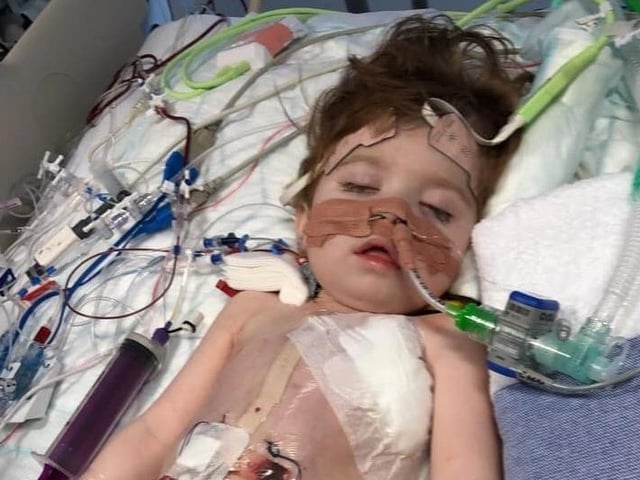 Grayson in hospital.