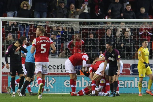 2019-20; v Doncaster (home, lost 0-3), Rotherham (away, lost 0-4). v Lincoln (away, lost 1-2). Last season Posh were thumped 3-0 at home by bogey team Doncaster on Boxing Day with their regular tormentor Kieran Sadlier scoring twice. Posh moved on to Rotherham three days later and a makeshift side - Marcus Maddison didn’t travel as he felt poorly - were thumped 4-0. Frankie Kent was sent off after collecting two yellow cards in a three second-half minutes. Things were looking up at Lincoln on New Year’s Day when Ivan Toney’s terrific goal gave Posh a lead they held comfortably until substitute Siriki Dembele was dismissed  two minutes after coming on for an act of violent conduct. The Imps equalised with a deflected shot and claimed a last-gasp winner from Jorge Grant’s brilliant free-kick. A furious George Boyd is pictured after a brilliant fourth goal from Rotherham's ex-Posh striker Kyle Vassell.