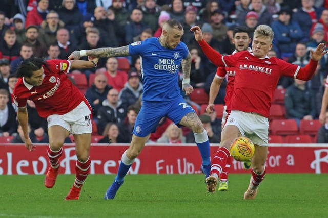 Marcus Maddison in action for Posh at Barnsley on Boxing Day, 2018.