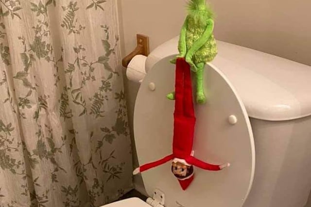 We are not sure what the elf did to annoy the Grinch but it must have been bad....thanks Colin Latimer-Parry from Crawley for sending this idea in to us.
