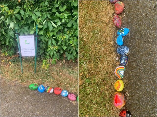 Across the country Covid snakes became somewhat of a craze during the first lockdown. 
The idea gave children something to do as they decorated a rock with paint or felt tip pens as well as brightening up daily walks for other residents.
Blisworth had a snake going which reached nearly 200 rocks and Earls Barton also joined in on the craze. 
Hundreds of people in the community were involved in the making of the snakes and even more benefited from the bright colours and the spirit lifting nature.