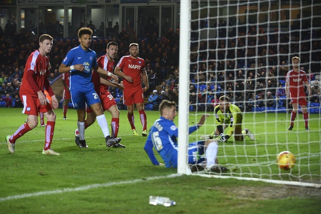 2015-16: v Chesterfield (home, won 2-0), Walsall (away, lost 0-2), Sheffield United (away won, 3-2). The one positive Christmas of the past seven years with Maddison playing as a left-back in the games against Chesterfield and Walsall. On-loan midfielder Martin Samuelsen scored a brilliant winning goal at Bramall Lane after Posh had led earlier in the game through strikes from Conor Washington and Erhun Oztumer. Washington is pictured scoring one of his two goals against Chesterfield.