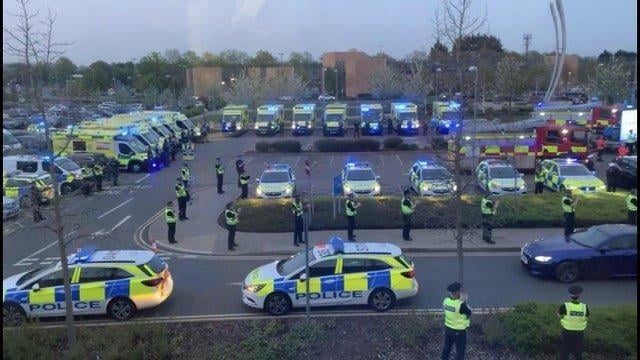 April: Every Thursday night residents came out to join in the Clap for Carers - and one night emergency workers put on a show of unity at Peterborough City Hospital