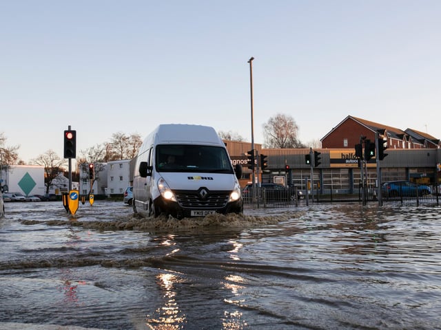 Roads remain open, but for some vehicles it will be difficult to get through the water safely. Photo: Leila Coker.
