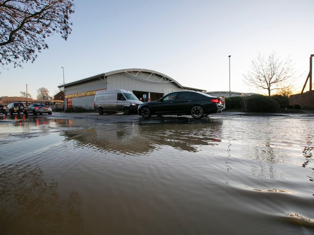The flooding is rendering driving conditions difficult. Photo: Leila Coker.