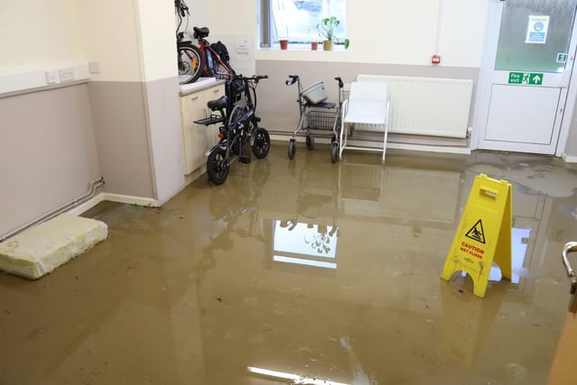 The village hall was badly affected by the flooding