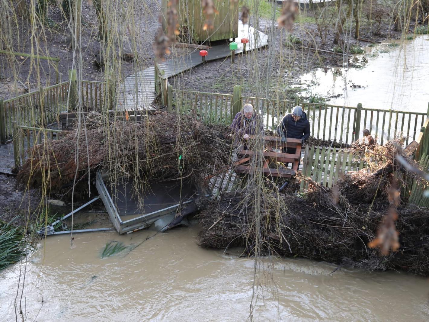 Volunteers have been helping to clear the damage caused by yesterday's flooding