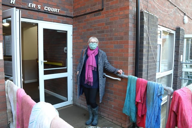 Sally Wilks, chairman of Brigstock Parish Council, at Harpers Court today (Thursday)
