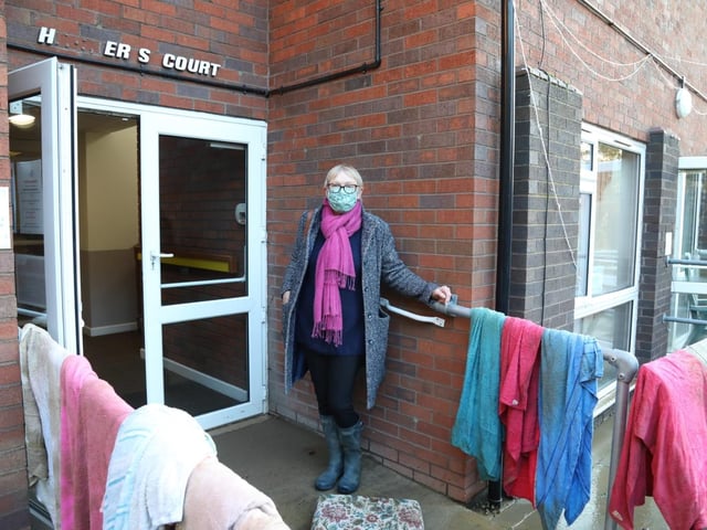 Sally Wilks, chairman of Brigstock Parish Council, at Harpers Court today (Thursday)
