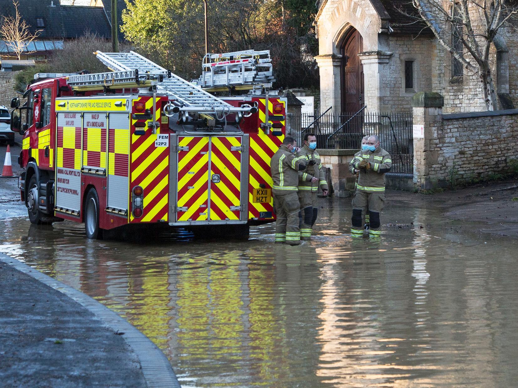 Firefighters in Geddington today (Thursday)