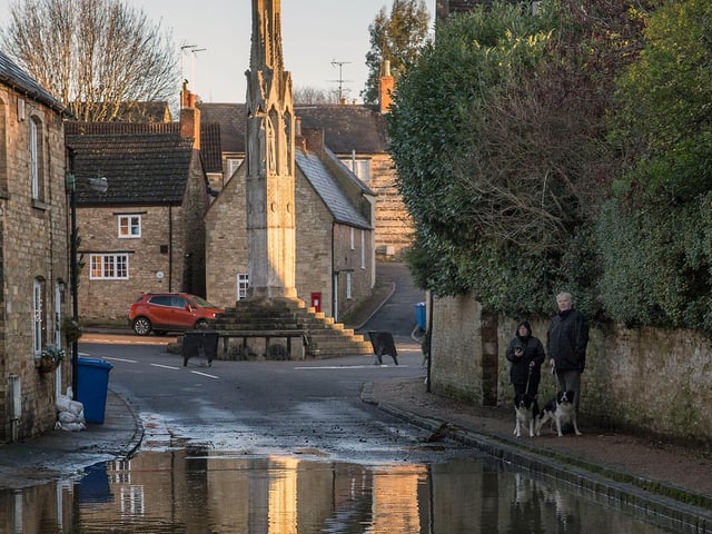 Flood water in Geddington today