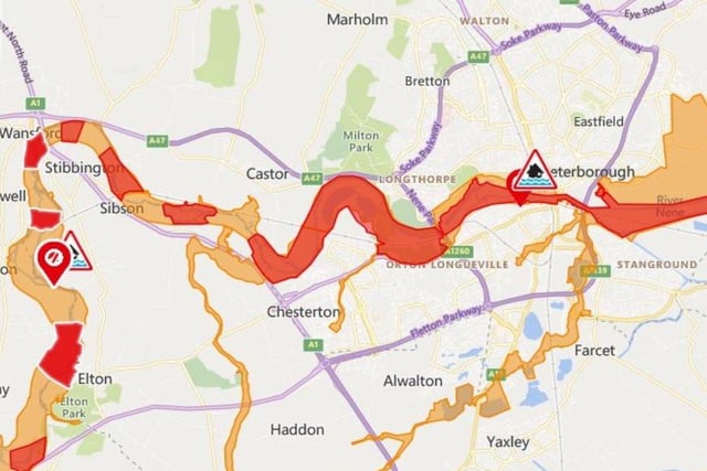 The Environment Agency's flood warning map.