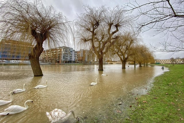 Flooding on Peterborough's Embankment. Picture: Toby Wood