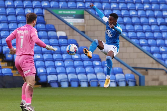 BIGGEST WINS: 5-1 v Shrewsbury 4-0 v Southend, Wycombe, Oxford. Posh won by a four-goal margin on four occasions in 2020. Siriki Dembele (pictured) bagged a hat-trick in the 5-1 win over Shrewsbury.