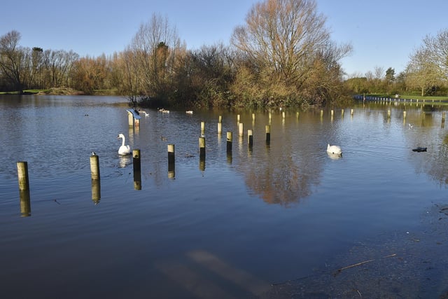 Flood waters remain high at Orton Mere . Picture: David Lowndes