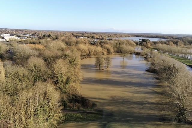 Flooding along the River Great Ouse (Picture by Daran Snoxell, from SkyCam Solutions)