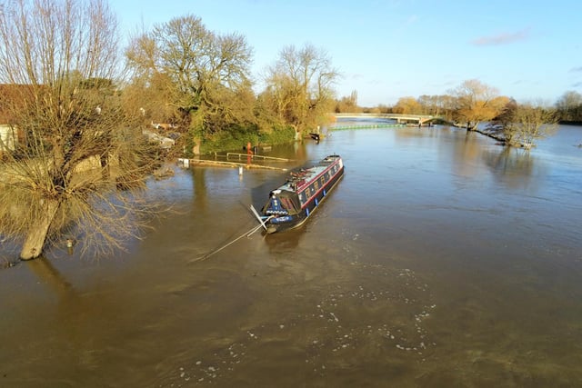 Flooding at Great Barford (Picture by Daran Snoxell, from SkyCam Solutions)