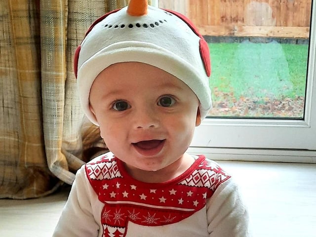 Eight-month-old Joel Matthew Kyberd was born on April 27.