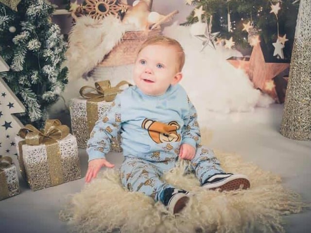Nine-month-old Mason was born on March 18.