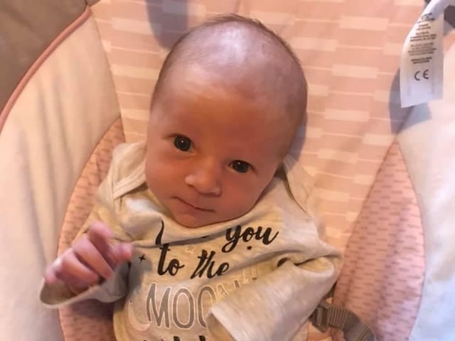 Riley was born at 1.27am on December 7, weighing 6.6lbs.
