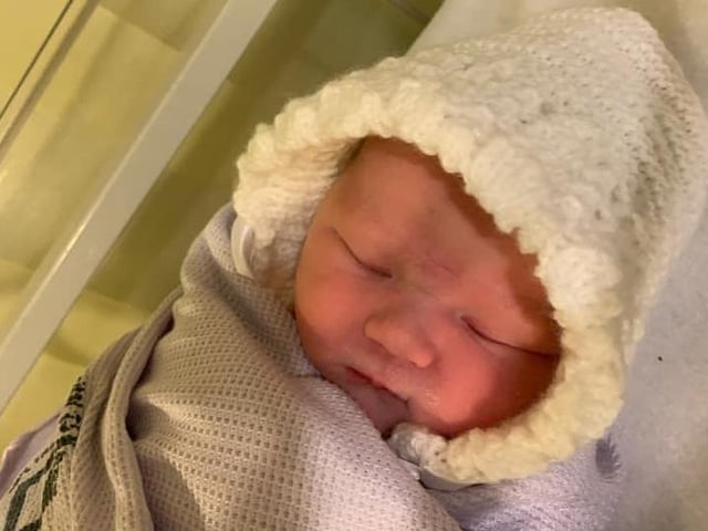 Everly Bee Gibson was born at 6.39pm on Christmas Eve, weighing 8lb 4oz.