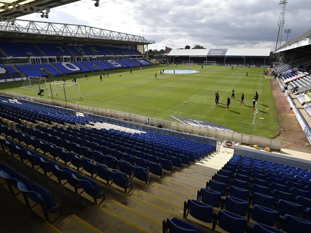 Football action from Posh's season opener behind closed doors against Cheltenham at the Weston Homes Stadium in September.
