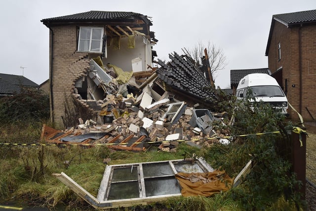 The after affects of a gas explosion in house at Holly Drive, Bourne in December. No one was seriously hurt.