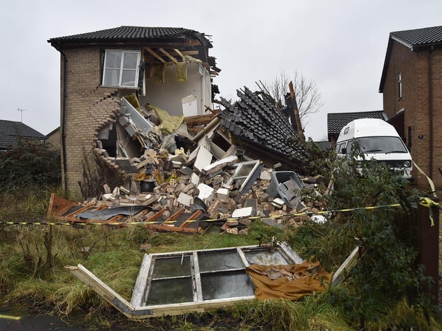 The after affects of a gas explosion in house at Holly Drive, Bourne in December. No one was seriously hurt.