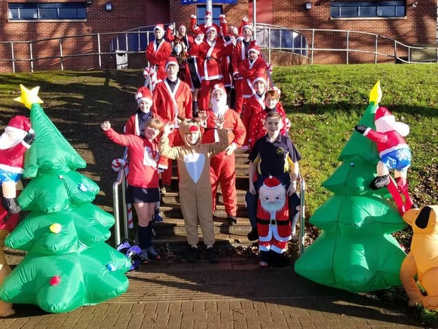 Malcolm Arnold Academy got the inflatables out for their fun run. Photo: David Ross Education Trust