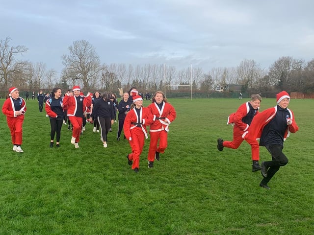 Lodge Park Academy students giving it their all. Photo: David Ross Education Trust