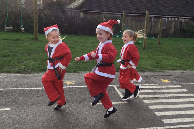 Rockingham Primary School pupils skip their way through the fun run. Photo: David Ross Education Trust