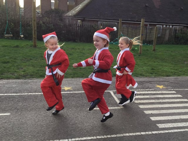 Rockingham Primary School pupils skip their way through the fun run. Photo: David Ross Education Trust