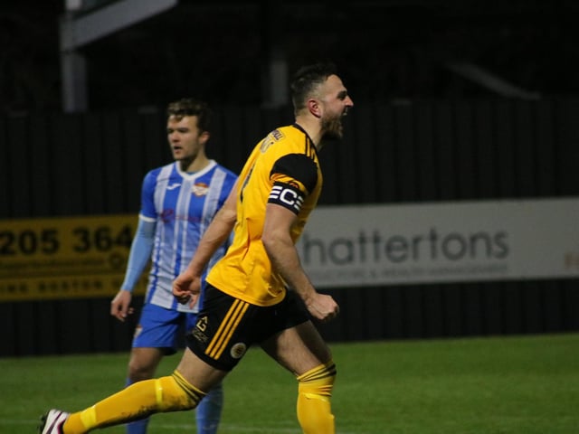Skipper Luke Shiels enjoys his goal. Photo: Oliver Atkin