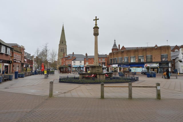 Empty Square during the start of the third lockdown in Market Harborough.