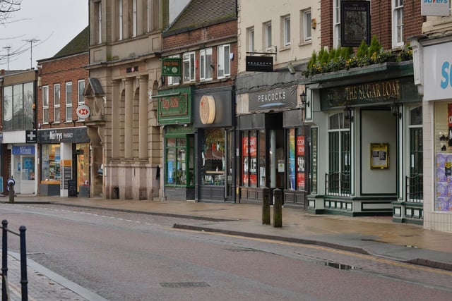 Empty High Street during the start of the third lockdown in Market Harborough.