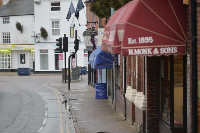 Empty streets during the start of the third lockdown in Market Harborough.