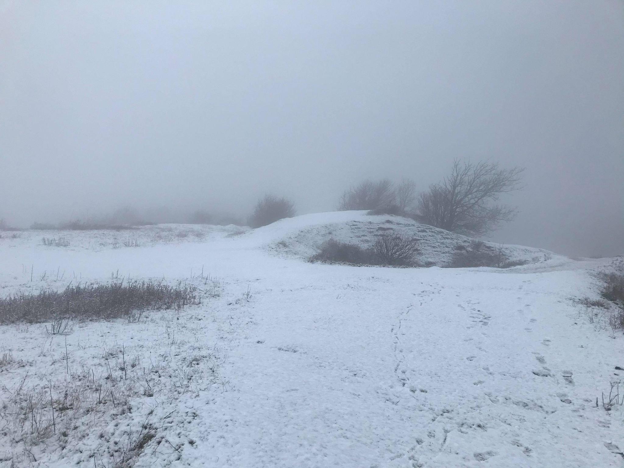 Heavy snow around Chanctonbury, which had all but melted by around 11am