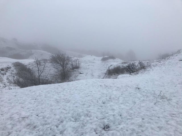 Heavy snow around Chanctonbury, which had all but melted by around 11am