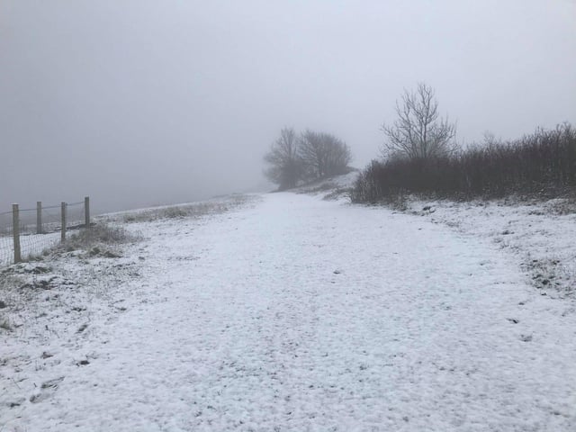 Heavy snow around Chanctonbury, which had all but melted by around 11am