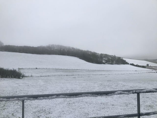 Heavy snow around Chanctonbury, which had all but melted by around 11am