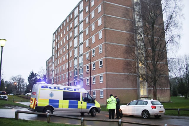 Emergency services have declared a major incident in Crawley after 700 people were evacuated from a block of flats. Picture: Eddie Mitchell SUS-210601-083159001