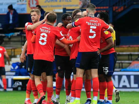 Luton players celebrate a goal - but which one did you vote as the best in 2020?