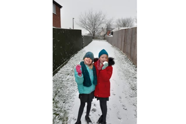 Hope and Eowyn enjoy the snow in Kineton
