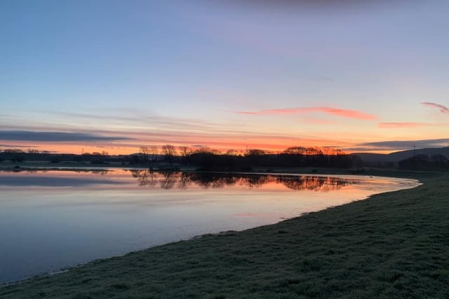 Early sunrise from the river at Henfield looking out to Truleigh Hill by Phil Szwarc